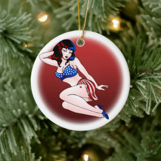 Pin Up Chica Ornamento Personalizado USA Pinup Dec