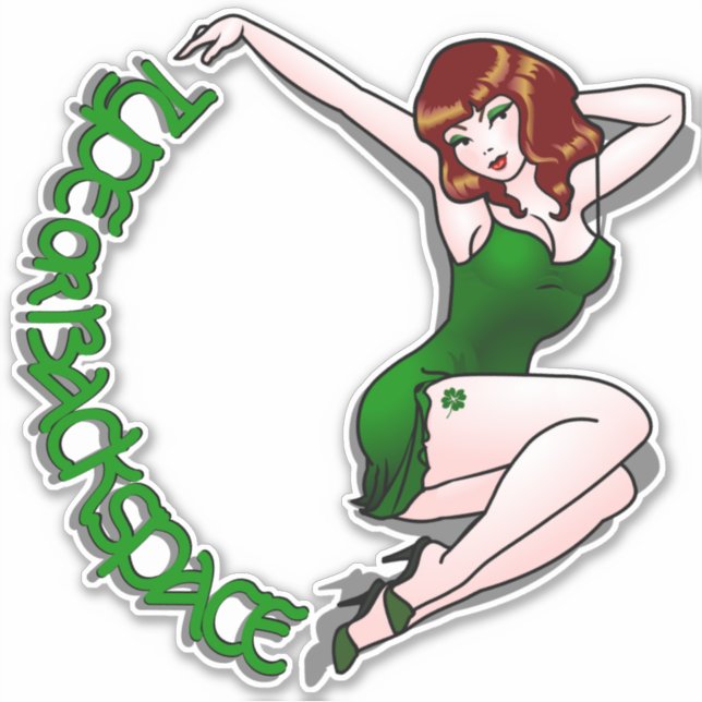 Pin Up Chica Pegatina Lucky St Patrick Pin up Deca (Anverso)
