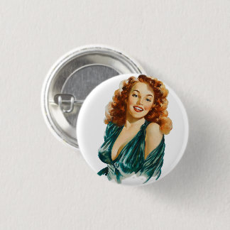 Pin Up Chica Vintage Art - Botón Pinback