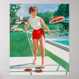 Pin-Up Reproduciendo Arte Shuffleboar