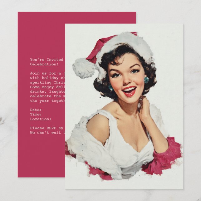 Pin-Up Retro de Navidad Sonriente (Anverso / Reverso)