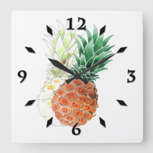 Piña, acuarela. reloj grande