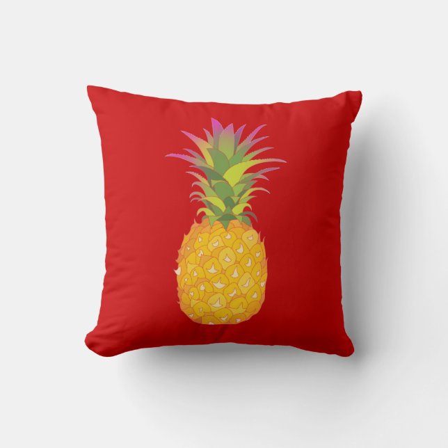 Piña - almohada tropical roja (Anverso)