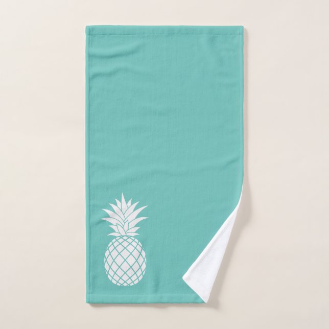 Piña blanca en Verde azulado (Toalla de mano)