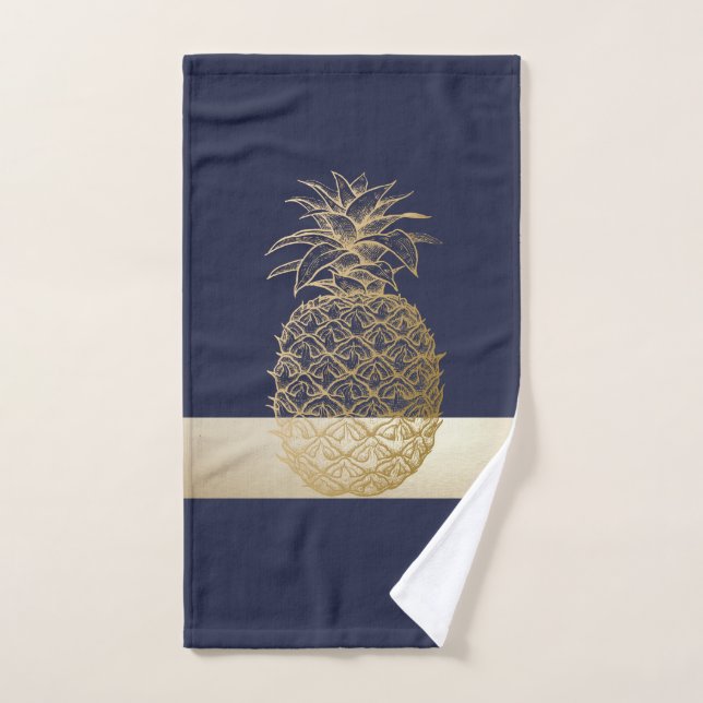 Piña dorada, banda personalizada (Toalla de mano)