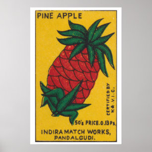 Piña - Impresión de Caja de Cerillas - Arte de Par