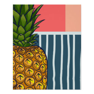 'Piña solitaria'   Póster de arte de pared con dec