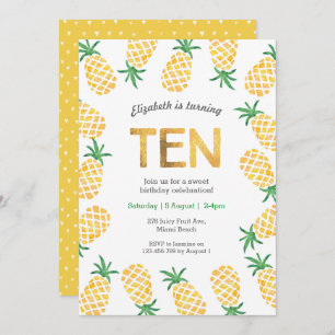 Piña tropical Invitación a cumplir 10 años