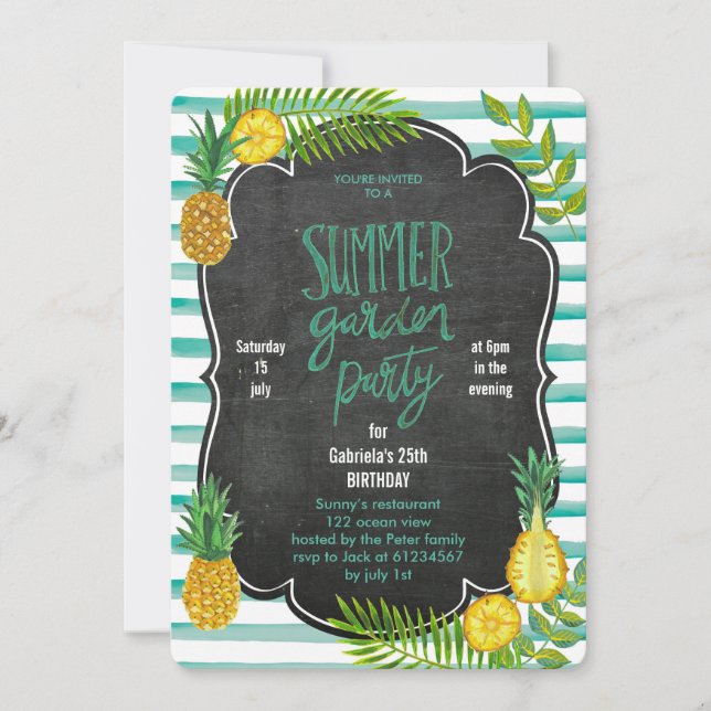 Piña tropical | Invitación a la fiesta de verano d (Anverso)