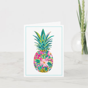 Piña tropical rosa y verde floral