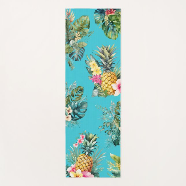 Piña Tropical Yoga Mat Blue (Anverso)