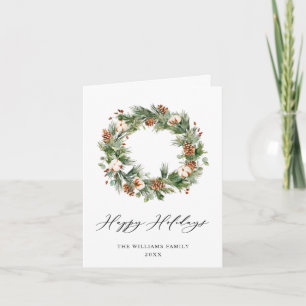 Piñas Coronas de Abeto Feliz Navidad Saludo
