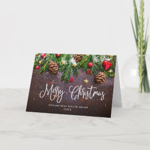 Piñas de Navidad Rústica Felicitación Corporativa