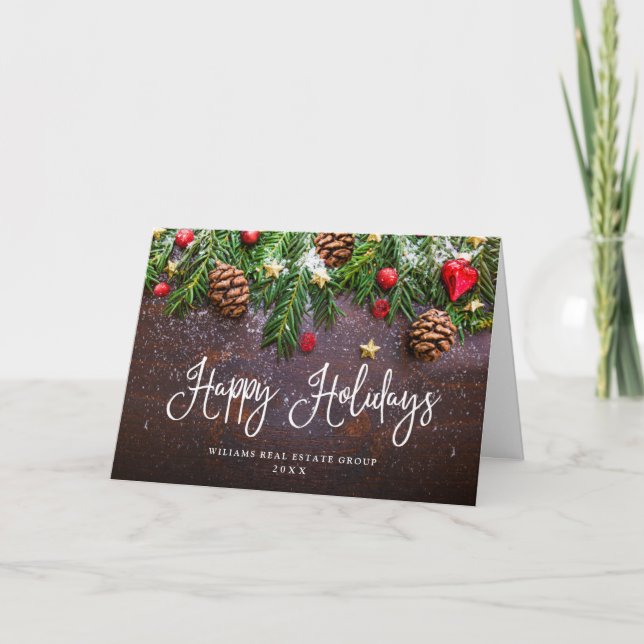Piñas de Navidad Rústica Tarjeta de Saludo Corpora (Anverso)