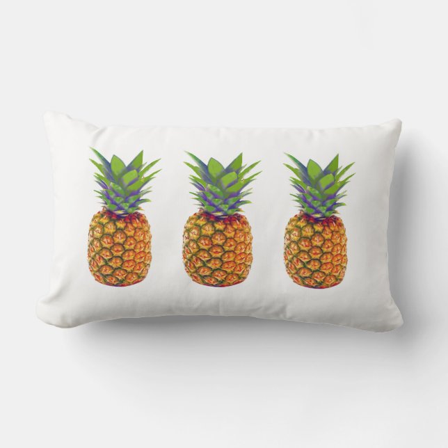 Piñas en Almohada Lumbar Blanca (Anverso)