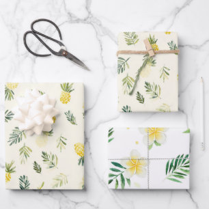Piñas Tropicales Hojas Verdes Plumeria Cumpleaños