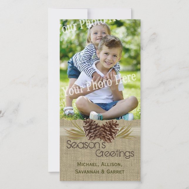 Piñas y Arpillera Tarjeta de Felicitación Navideña (Anverso)