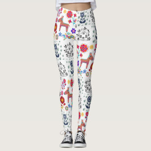 Pinata de Alpaca con Casa Azul y Flores Leggings