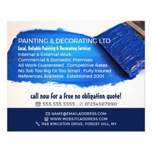 Pincel azul, publicidad de pintador y decorador