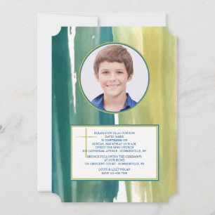 Pincel de color de agua tira la invitación a la fo