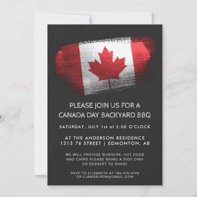 Pincel espumoso Canadá Día Invitación a barbacoa (Anverso)