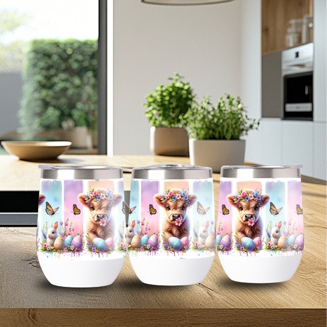 Pincel festivo Tumbler de vino de vaca de Pascua (Subido por el creador)