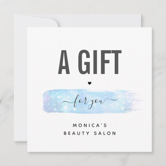 Pincel iridiscente azul con logotipo de belleza ma (Anverso)