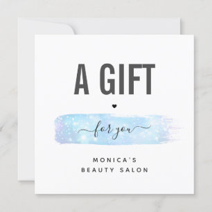 Pincel iridiscente azul con logotipo de belleza ma