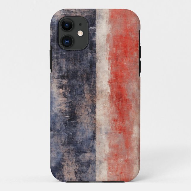 Pincel rojo y azul Resumen Funda para iPhone 11 (Reverso)