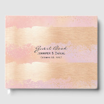 Pincel rosa y dorado roza libro Boda invitado