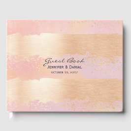 Pincel rosa y dorado roza libro Boda invitado