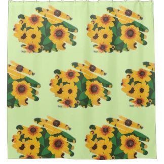 Pinceles de girasoles pintados Cortinas de ducha