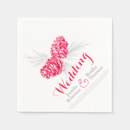 Pincho rojo de invierno arte boda papel servilleta