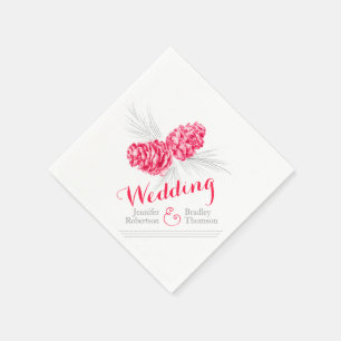 Pincho rojo de invierno arte boda papel servilleta
