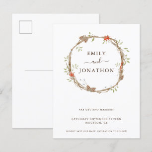 Pine Berries Navidad Boda Save The Date Anuncio