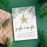 Pine Boughs | Invitación para fiestas de vacacione<br><div class="desc">Invite a amigos y seres queridos a compartir su alegría en esta temporada navideña con nuestras modernas y festivas invitaciones para fiestas. Moda de diseño sencillo con ramos de pino acuático de verde fresco, adornado con un único adorno de una estrella de madera. "Jingle y Mingle" aparece debajo de la...</div>