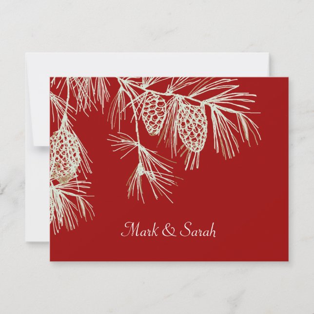 Pine Boughs Red RSVP (Anverso)