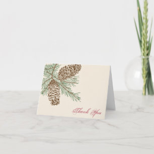 Pine Cone Nature en Cream Boda Gracias tarjeta