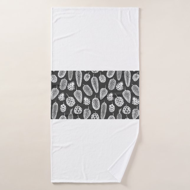 Pine cones hand drawn seamless pattern. Botanical  (Toalla de baño)