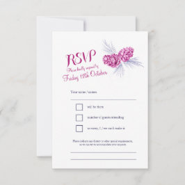 Pine cones marina y boda de ciruela RSVP