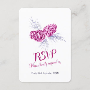 Pine cones plum y boda naval RSVP