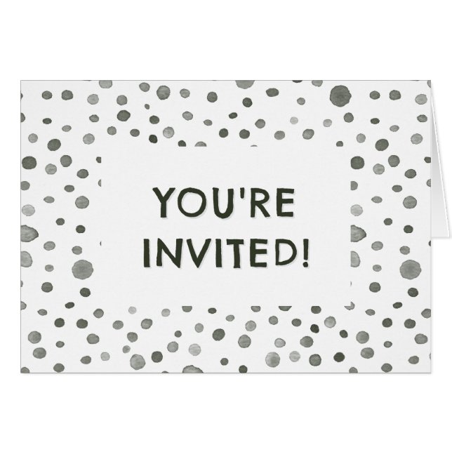 Pine Confetti Watercolor Dots Birthday Invite (Anverso (Horizontal))