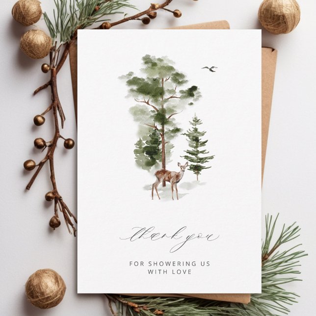 Pine Forest Querida Tarjeta Baby Shower de agradec (Subido por el creador)