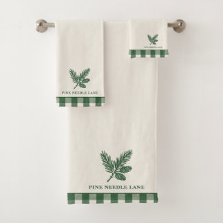 Pine Needle Lane-Pinecone Print with Gingham Trim