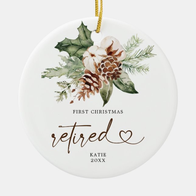 Pine Rústico Primer Regalo de Ornamento de Navidad (Frente)