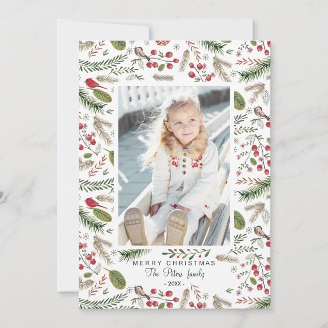 Pine Tree Christmas Birds | Tarjeta de Navidad (Anverso)
