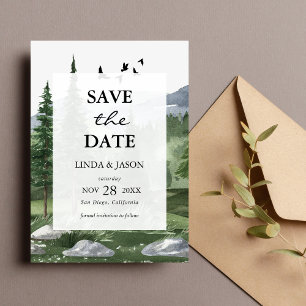 Pine Tree Forest Custom Wedding Guardar La Tarjeta