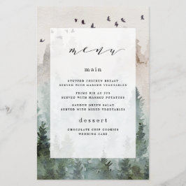 Pine Tree Forest Rústica Boda tarjetas de menú