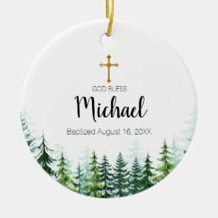 Pine Trees Bautismo Forestal Ornamento Dios Bendic
