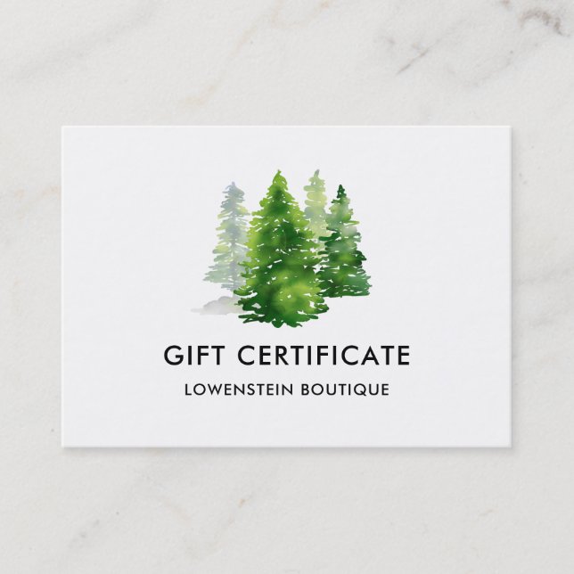 Pine Trees Green Watercolor | Certificado de regal